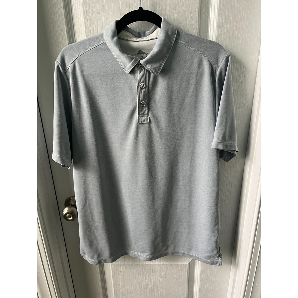 Tommy Bahama Mens Polo Shirt‎ Gray Short Sleeve Tencel Lyocell Blend Size M